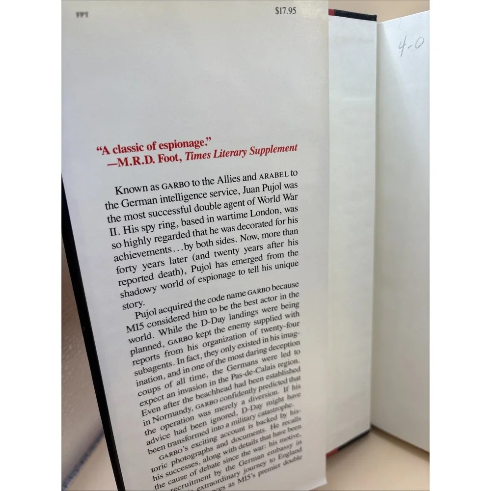 Operation Garbo: The Personal Story…Juan Pujol HC/DJ 1st American Ed 1985
